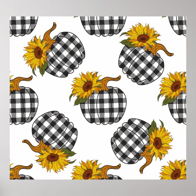 Fleurs de soleil, citrouille plaid, décoration de  (Devant)