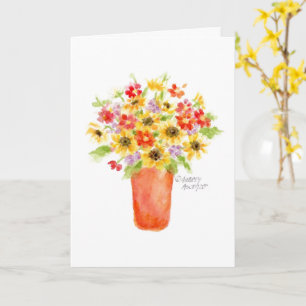 Fleurs de soleil dans Vase Blank Carte de voeux