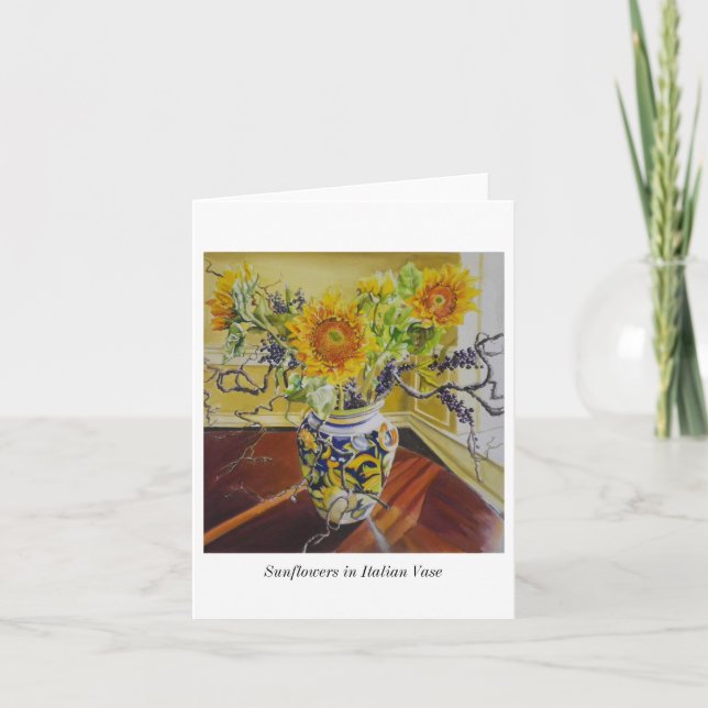 Fleurs de soleil en Vase carte pour notes italien (Devant)