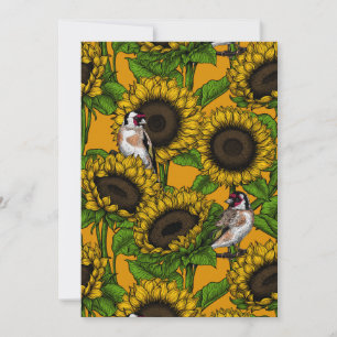 Fleurs de soleil et ailerons d'or sur orange