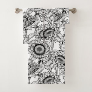 Fleurs de soleil et ailerons en noir et blanc