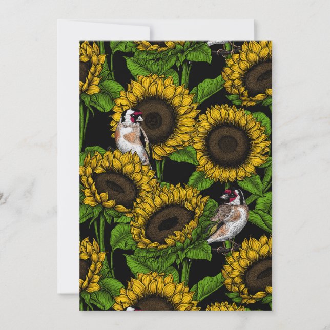 Fleurs de soleil et ailerons sur noir (Devant)