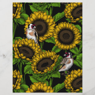 Fleurs de soleil et ailerons sur noir