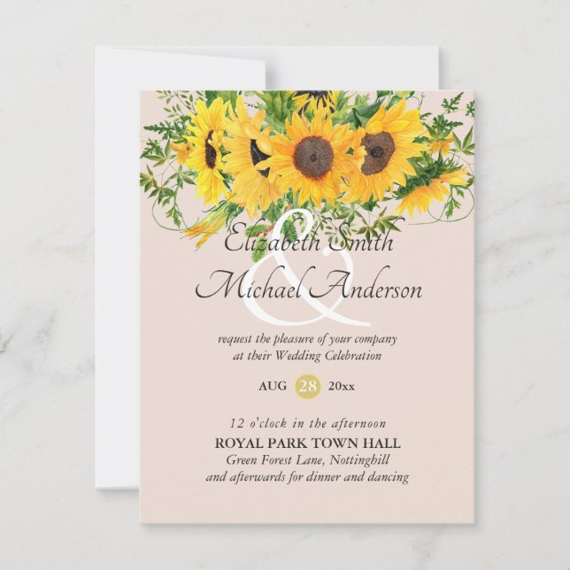 Fleurs de soleil et invitation de mariage de corai (Devant)