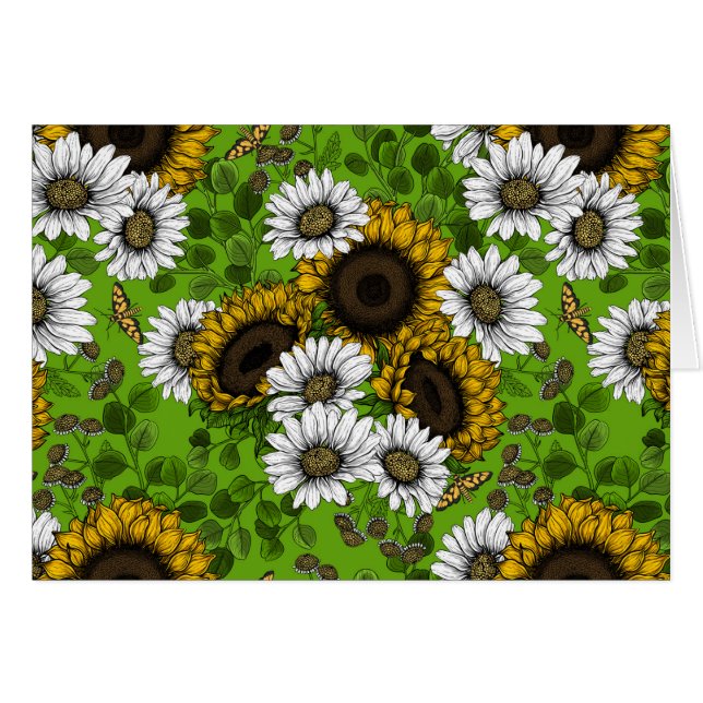 Fleurs de soleil et marguerites, jardin d'été (Devant horizontal)