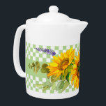 Fleurs de soleil et tableau de bord<br><div class="desc">Ce design de campagne/ferme a un beau bouquet de tournesol couleur jaune vif et un damier vert pastel et blanc.</div>
