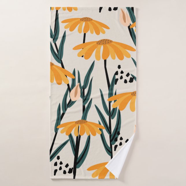 Fleurs de soleil jaunes (Serviette de bain)