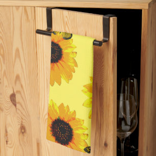 Fleurs De Soleil Jaunes Et Papillons, Serviette De
