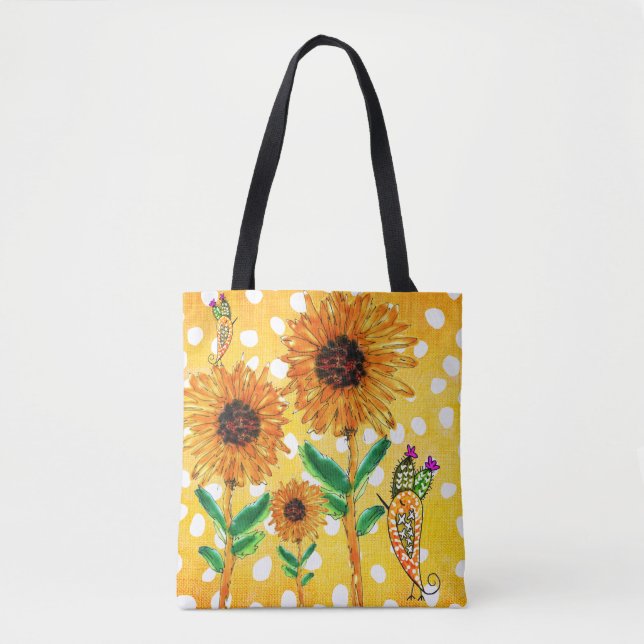 Fleurs de soleil jaunes et Sac fourre-tout d'oisea (Devant)