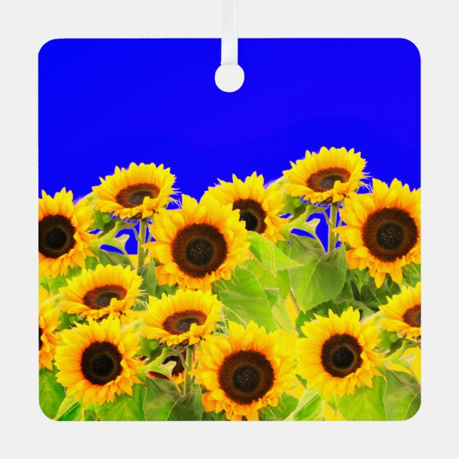 Fleurs de soleil Ornement de Noël Ukraine Drapeaux (Recto)