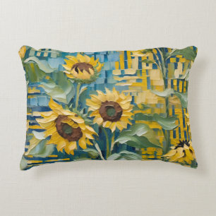 Fleurs de soleil réversible - coussin d'art style 