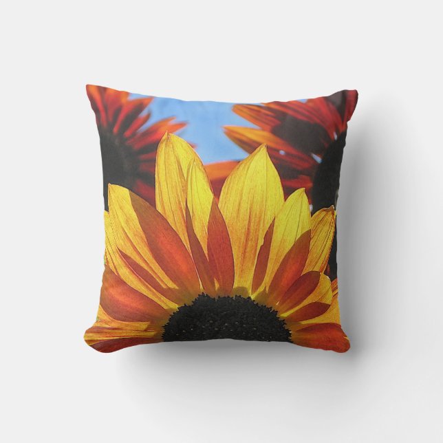 Fleurs de soleil rouges et jaunes Floral Coussin e (Recto)