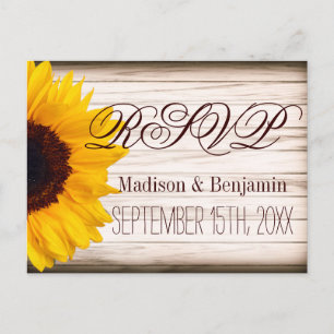 Fleurs de soleil rustiques Bois RSVP CARTES POSTCA