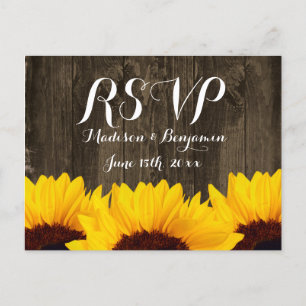 Fleurs de soleil rustiques Bois RSVP CARTES POSTCA
