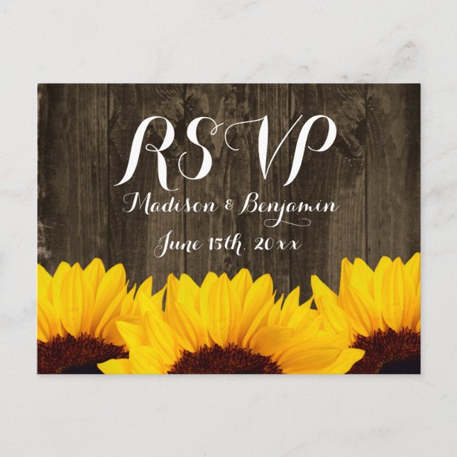 Fleurs de soleil rustiques Bois RSVP CARTES POSTCA (Devant)