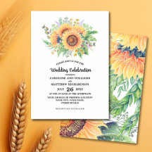 Fleurs de soleil rustiques de pays Invitations de