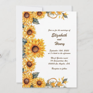 Fleurs de soleil rustiques : Faire-part de mariage