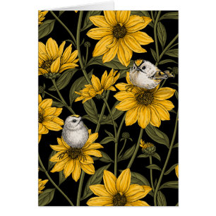 Fleurs de soleil sauvages et crêtes d'or/ jaune
