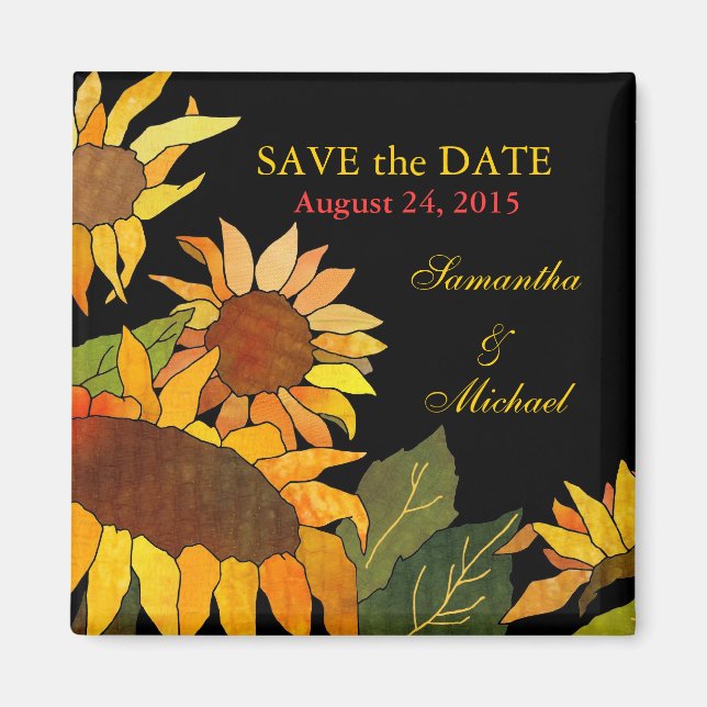 Fleurs de soleil : Sauvez la date Mariage Magnets (Devant)