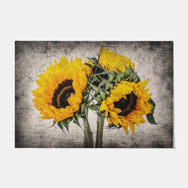 Fleurs de soleil vintages Tapis intérieur, planche (Devant)