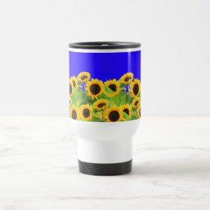 Fleurs de soleil Voyage Mug Ukraine Drapeaux coule