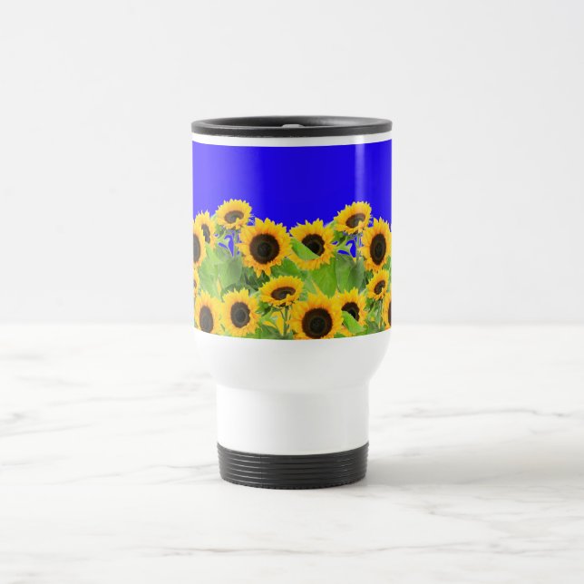 Fleurs de soleil Voyage Mug Ukraine Drapeaux coule (Centre)