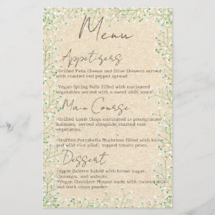 Fleurs de souffle du bébé Boho Rustique Menu Maria