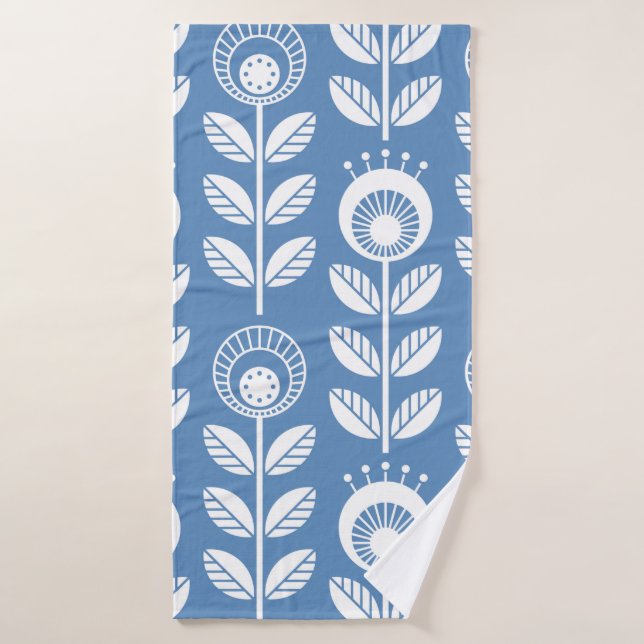 Fleurs de style folk scandinave - fleurs florales  (Serviette de bain)