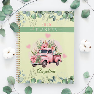 Fleurs de style rétro rose personnalisées Camion v