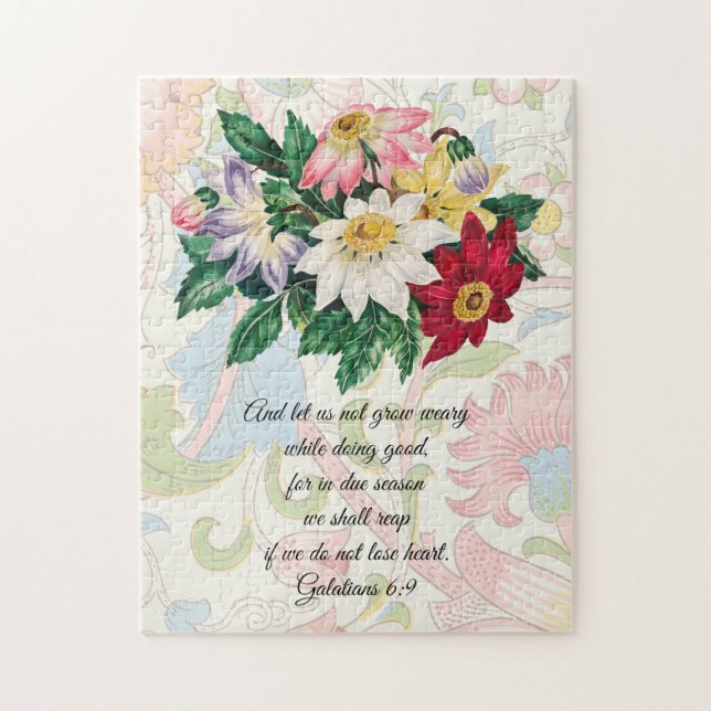Fleurs de style vintage Puzzle de foi (Vertical)