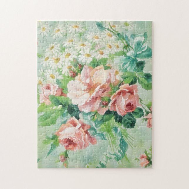 Fleurs de style vintage Puzzle de jardin chic (Vertical)