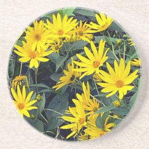 Fleurs de Topinambour Dessous de Verre en Grès