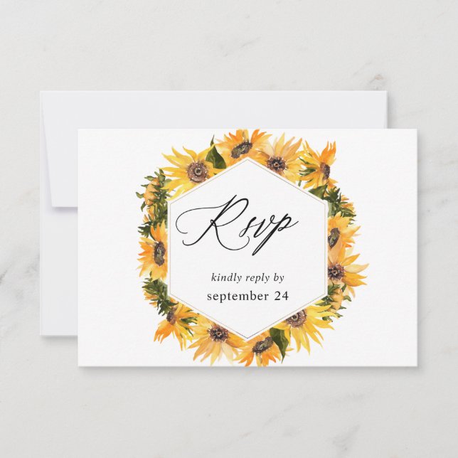 Fleurs de tournesol d'automne avec RSVP de repas (Devant)
