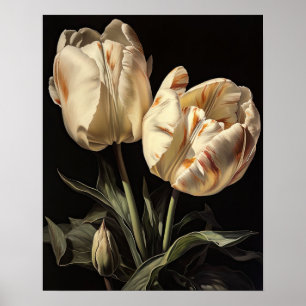 Fleurs de tulipe crème Poster d'impression d'art