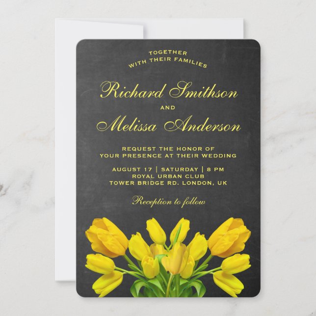 Fleurs de tulipe jaune vif Faire-part de mariage (Devant)