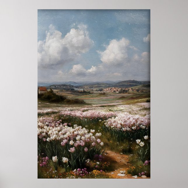 Fleurs de tulipes imprimables, Art mural antique d (Devant)