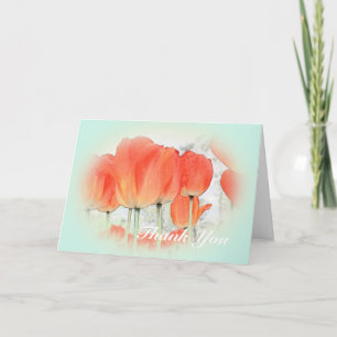 fleurs de tulipes rouges dans un bleu clair merci