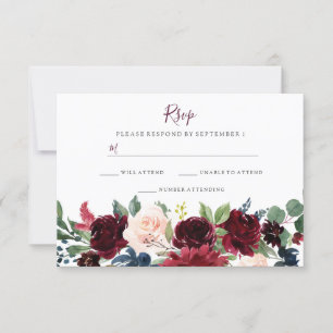 Fleurs de vin rouge Bourgogne Elégant Mariage RSVP