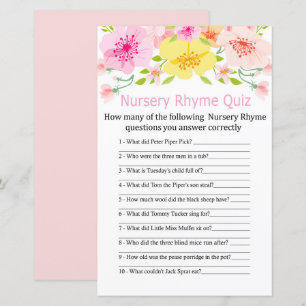 Fleurs délicates Nursery Rhyme Quiz baby shower