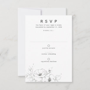 Fleurs Dessin Élégant Mariage minimal RSVP