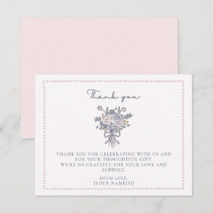 Fleurs dessinées à la main, Carte de remerciements