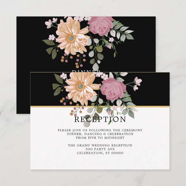 Fleurs d'été | Carte de réception de mariage (Devant / Derrière)