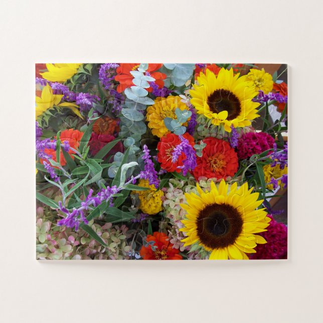 Fleurs d'été Puzzle cadeau pour grand-mère facile (Horizontal)