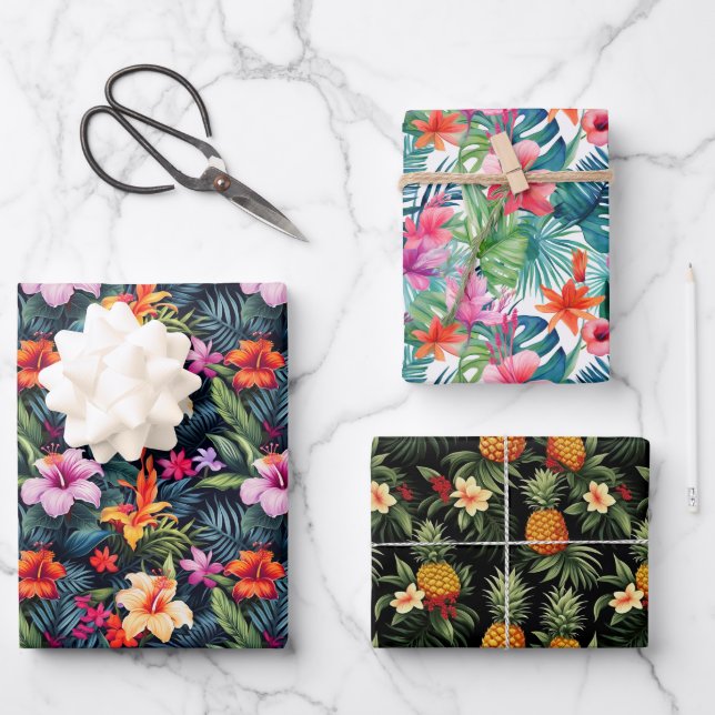 Fleurs d'été tropicales Feuilles Pinapple Imprimer (Recto)