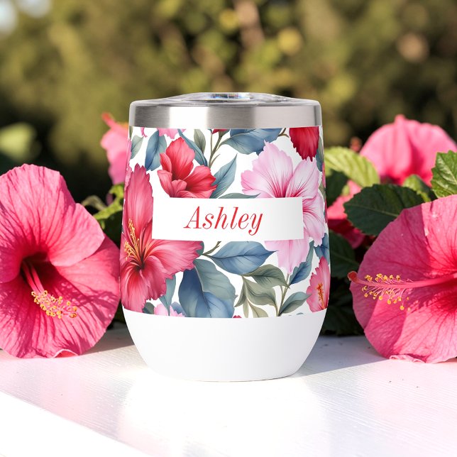 Fleurs d'Hibiscus Aquarelle Rose Rouge (Créateur téléchargé)