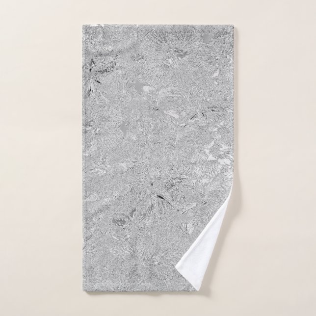 Fleurs d'Hibiscus piqués en argent, serviette (Serviette à main)