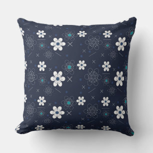 fleurs d'hiver de minuit coussin