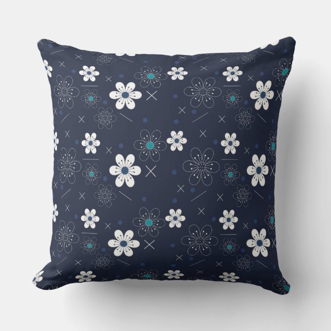 fleurs d'hiver de minuit coussin (Recto)