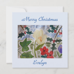 Fleurs d'hiver et carte de Noël Holly Flat
