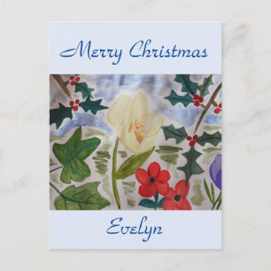 Fleurs d'hiver et carte postale Holly Christmas